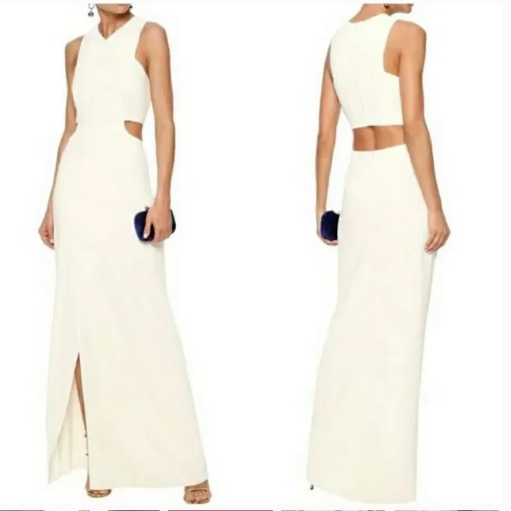 HALSTON Heritage Crepe Cut-out Back Sleeveless Maxi Dress